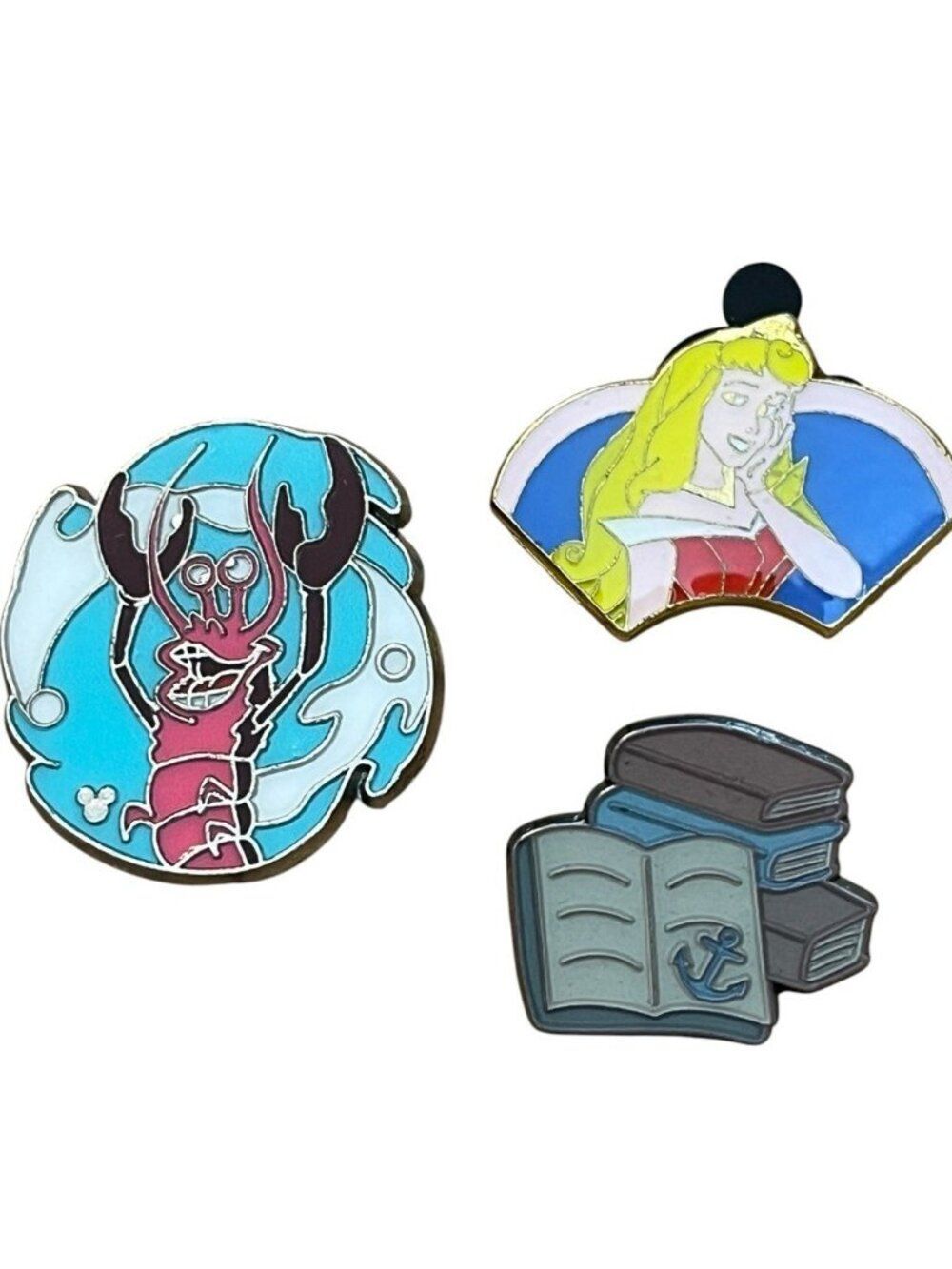 Disney Under The Sea Band Lobster Conductor Princess Aurora Books Pin Lot 3 Pins